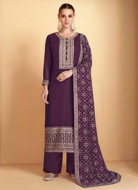 Amisha New Designer Festive Wear Georgette Salwar Suit Collection TI56 E PURPLE